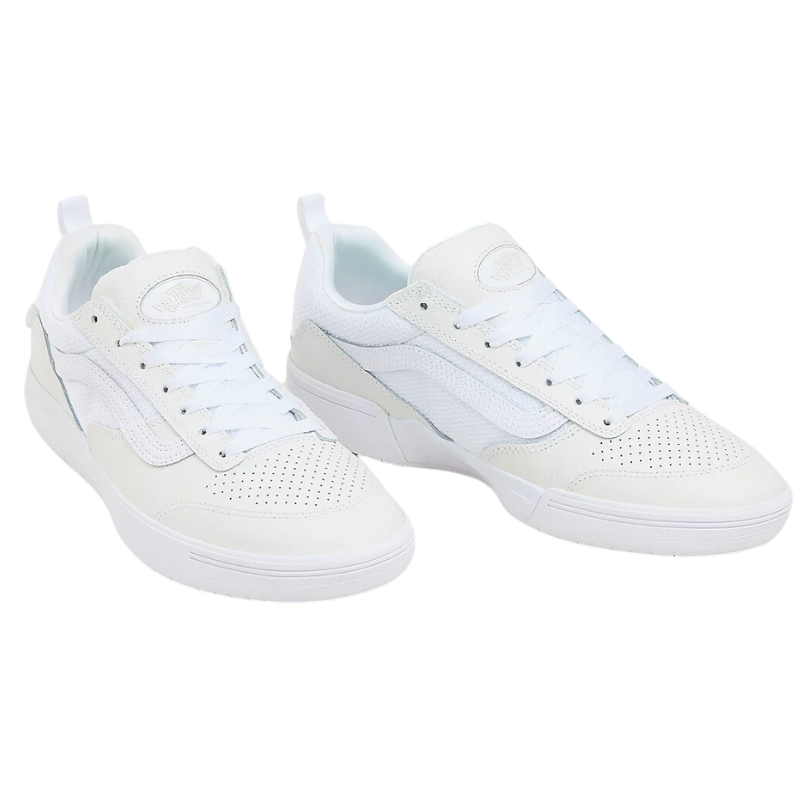 Vans Zahba Leather Skate Shoe | White & White - The Vines Supply Co