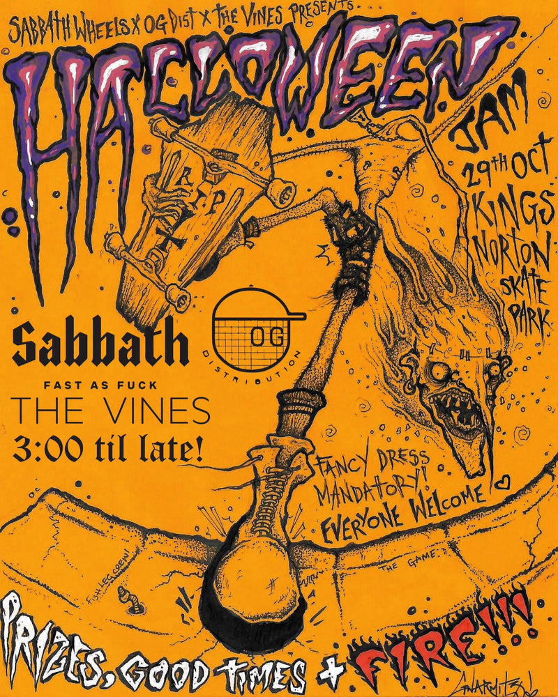 The Vines x Sabbath Wheels x OG Dist Halloween Skate Jam