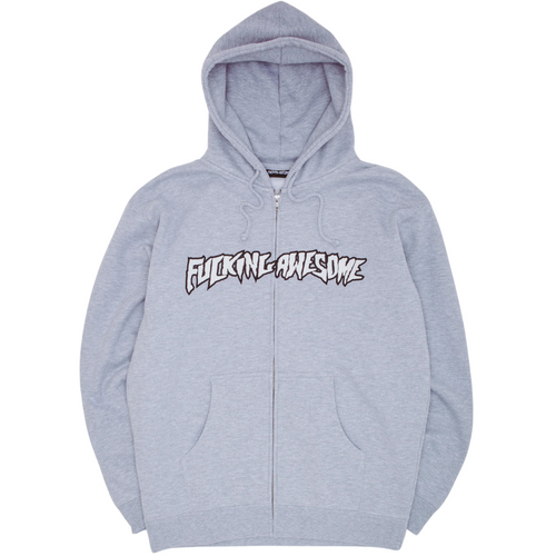 Fucking Awesome Stamp Logo Zip Hoodie | Grey Heather - The Vines Supply Co