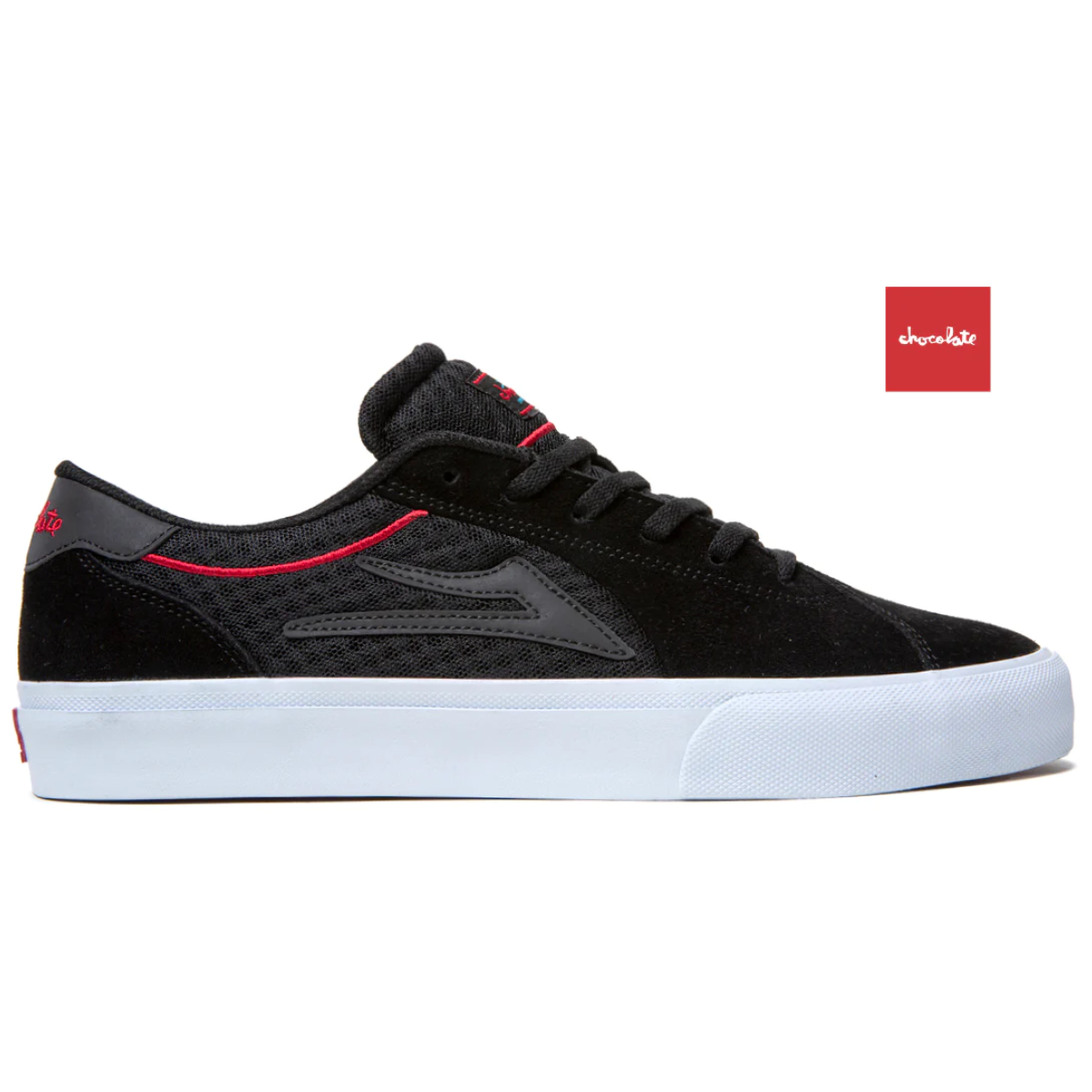 Lakai x Chocolate Skateboards Flaco 2 Suede | Black & Red - The Vines Supply Co