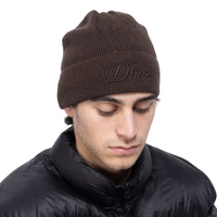 Dime MTL Cursive Wool Fold Beanie | Dark Brown