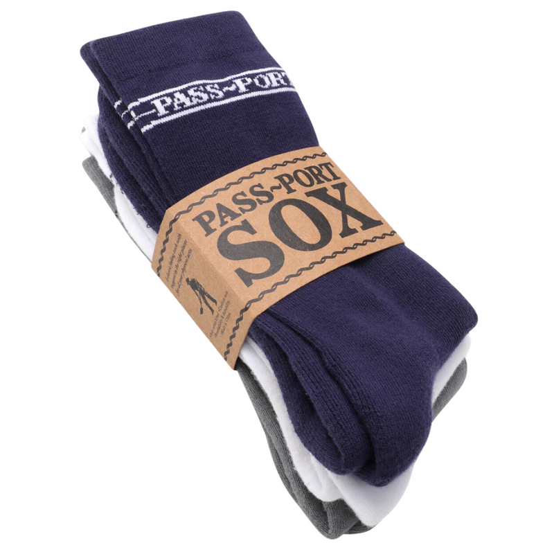 Pass~Port Hi Sox 3 Pack Socks | Navy, White & Grey