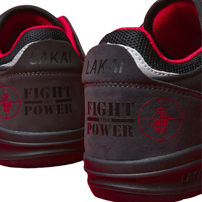 Lakai x Public Enemy Telford Low Skate Shoes | Black, Red & Charcoal