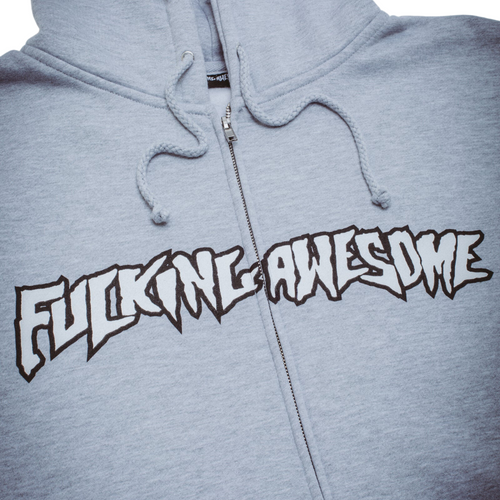 Fucking Awesome Stamp Logo Zip Hoodie | Grey Heather - The Vines Supply Co