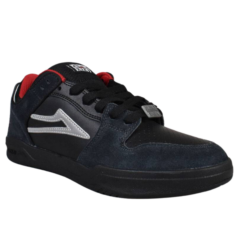 Lakai x Public Enemy Telford Low Skate Shoes | Black, Red & Charcoal