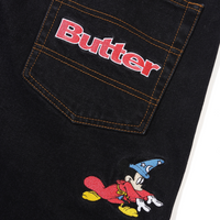 Butter Goods Butter x Disney Fantasia Sorcesrer baggy Denim Shorts | Washed Black | The Vines