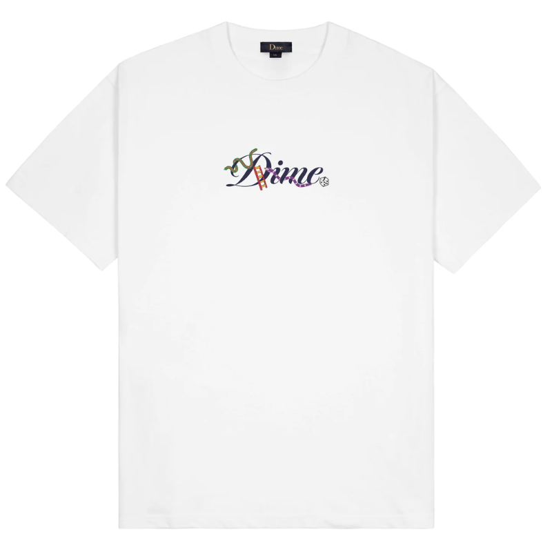 Dime MTL Cursive Snake T-Shirt | White - The Vines Supply Co