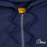 Dime MTL Cursive Zip Hoodie | Night Blue