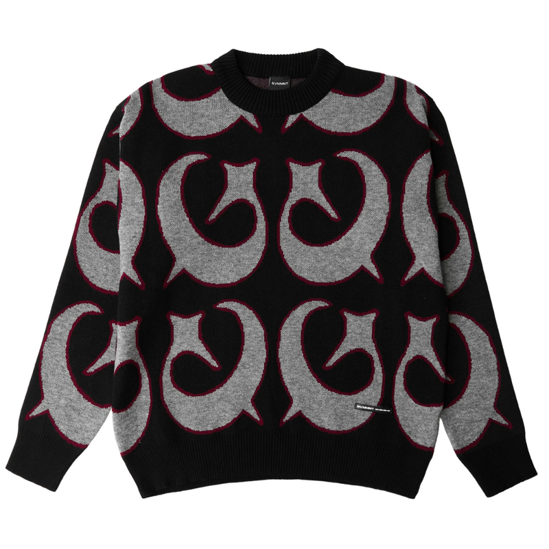 GVNMNT Clothing Co Foul Play Jacquard Knit Sweater | Black - The Vines Supply Co