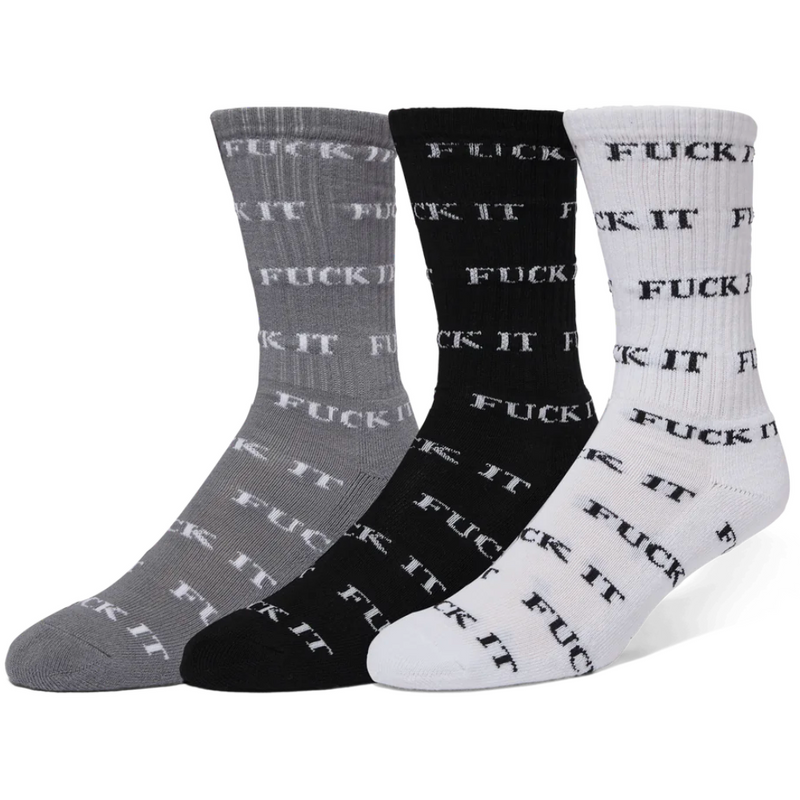 HUF Fuck It 3 Pack Socks | Multi - The Vines Supply Co