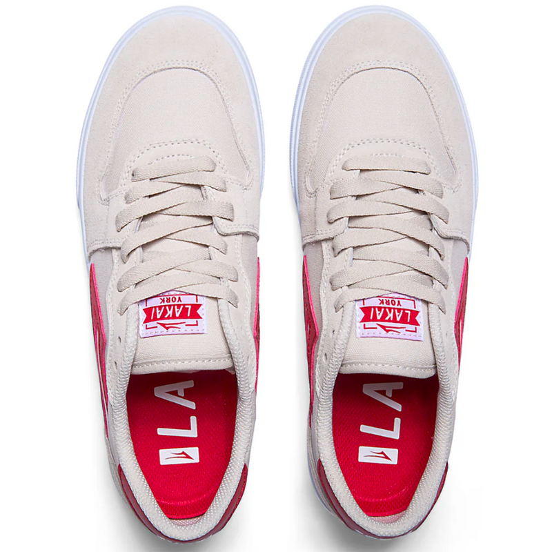 Lakai York Suede Skate Shoes | White & Red