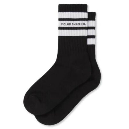Polar Skate Co Fat Stripe Socks | Black - The Vines Supply Co