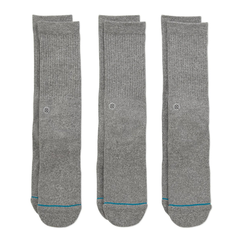 Stance Icon 3 Pack Socks | Heather Grey - The Vines Supply Co