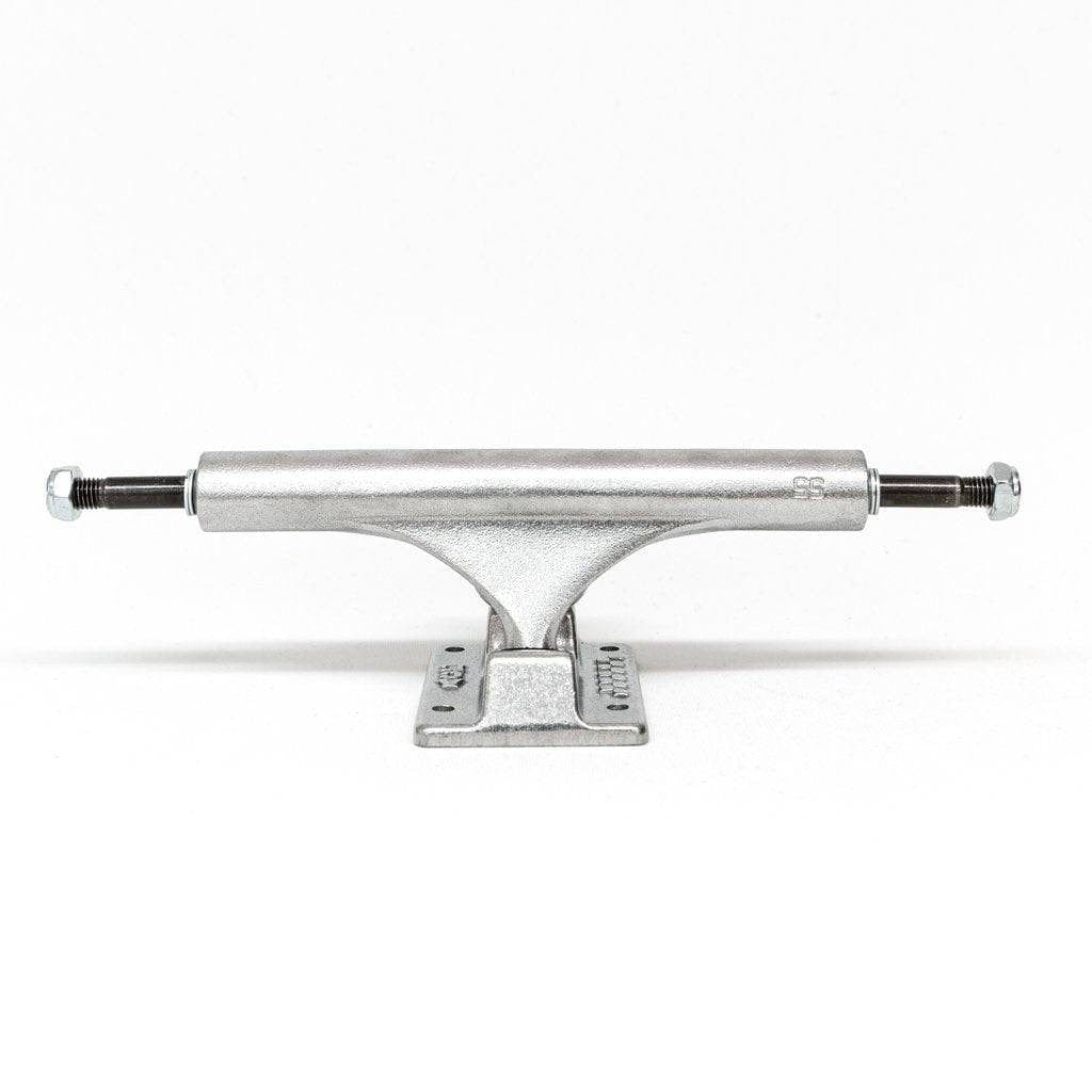 Silver Ace Classic Skateboard Trucks from Ace Trucks, showing the durable metal trucks with mounting hardware for skateboarding.