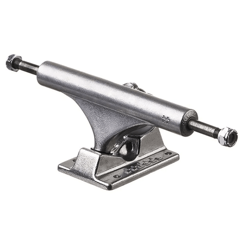 Silver Ace Classic skateboard trucks installed on a skateboard deck, showcasing durable metal construction and sleek design.