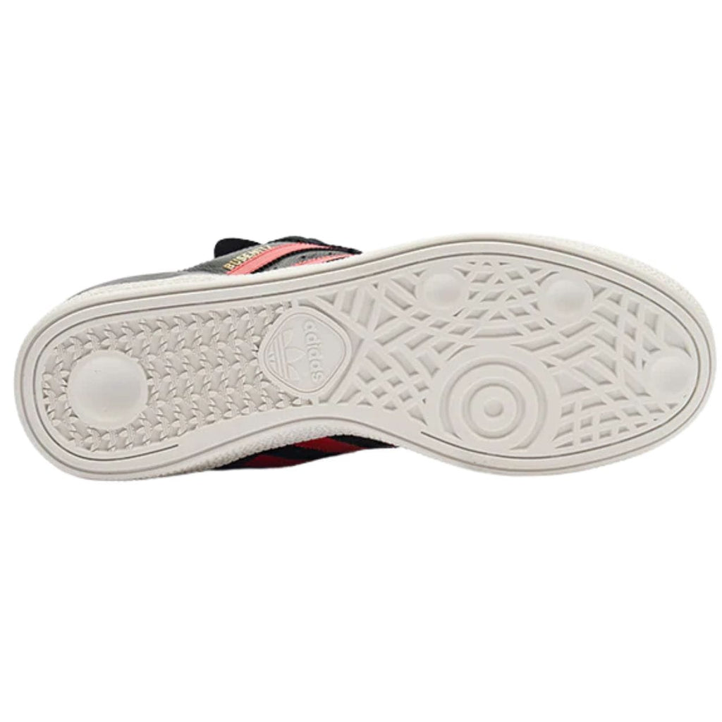 Adidas Skateboarding Busenitz Pro skate shoes in black, red, and white with durable suede and rubber sole for skating and casual wear.