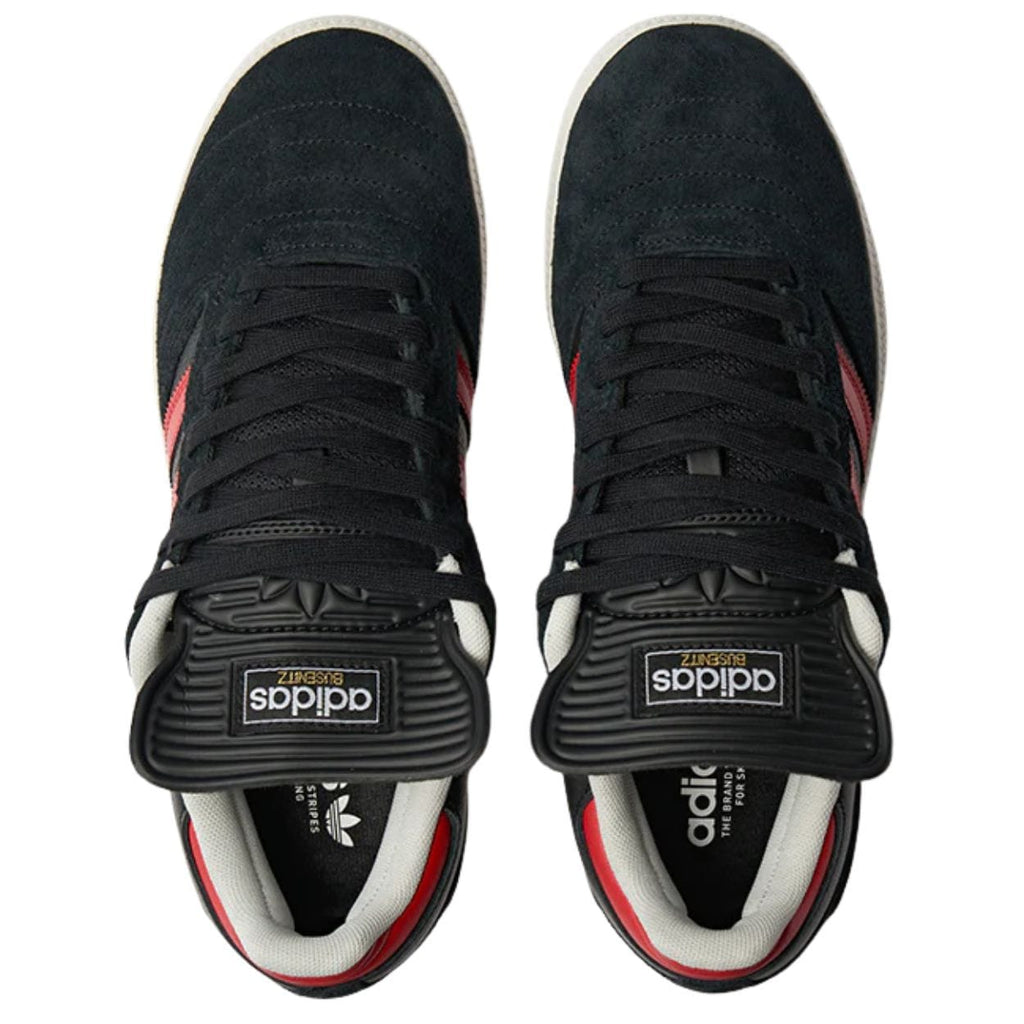 Adidas Skateboarding Busenitz Pro skate shoes in black, red, and white with durable design and skate-ready features.