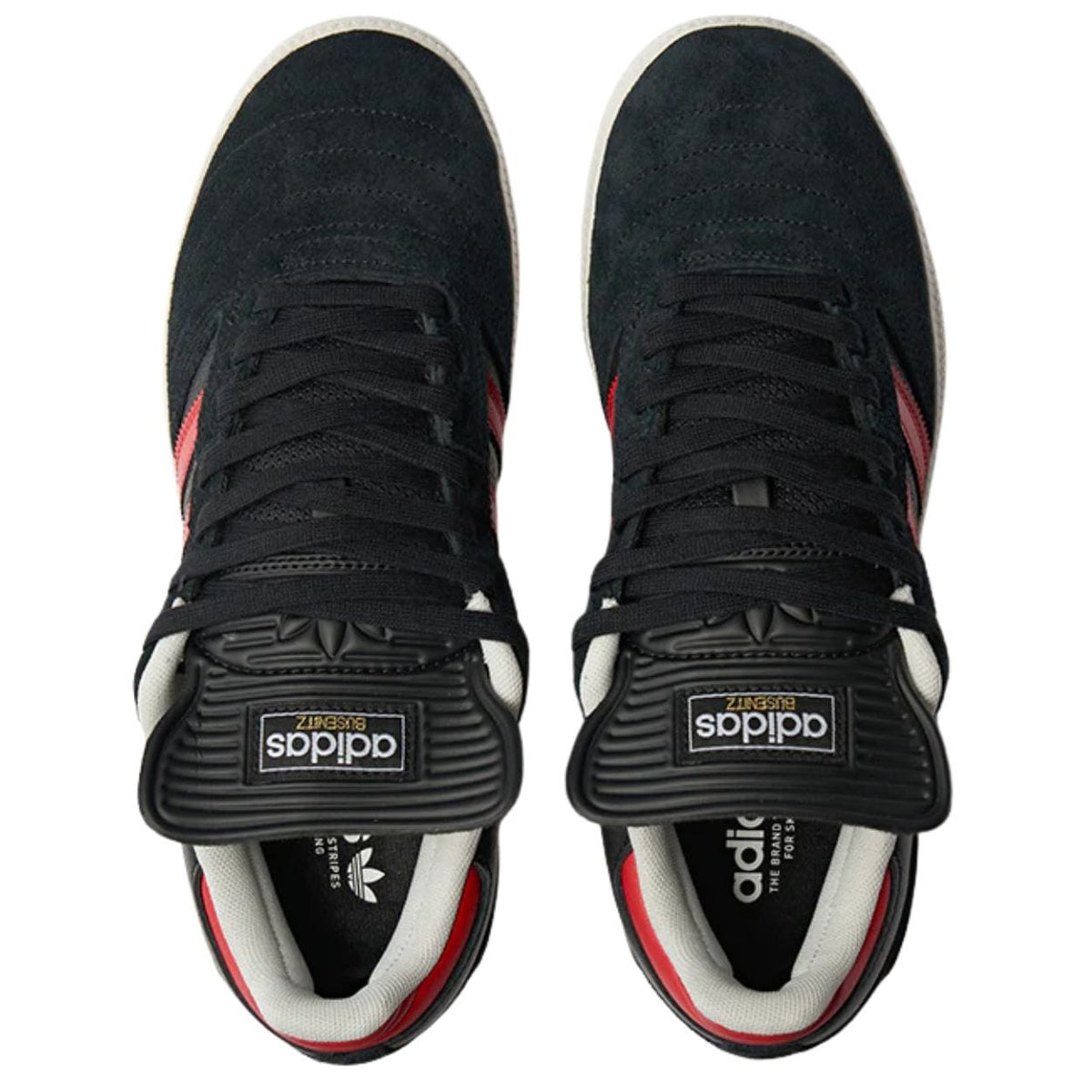 Adidas Skateboarding Busenitz Pro skate shoes in black, red, and white with durable design and skate-ready features.
