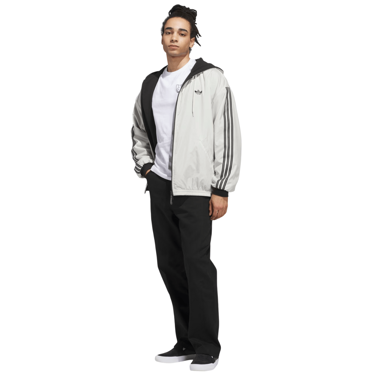 Adidas Skateboarding Shmoofoil Reversible Jacket | Black & Alumina White - The Vines Supply Co