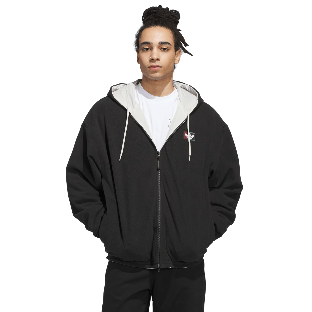 Adidas Skateboarding Shmoofoil Reversible Jacket | Black & Alumina White - The Vines Supply Co