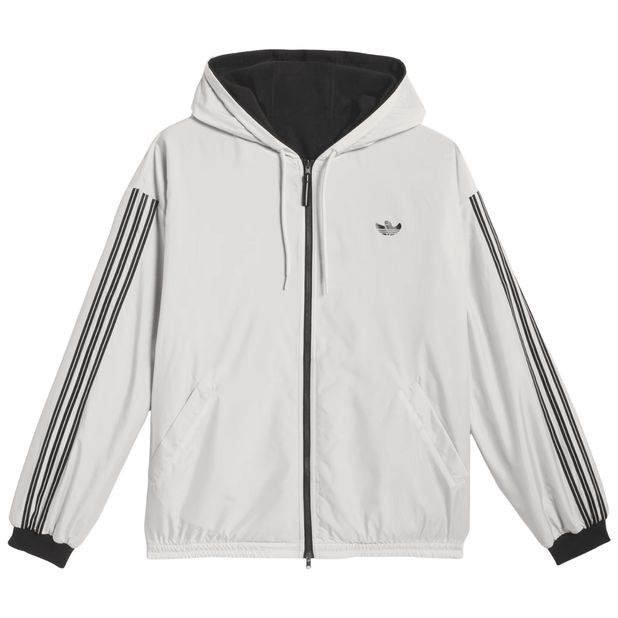 Adidas Skateboarding Shmoofoil Reversible Jacket | Black & Alumina White - The Vines Supply Co