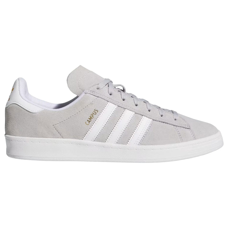 Adidas Skateboarding Campus ADV Skate Shoes | Grey, Cloud White & Gold Metallic - The Vines Supply Co