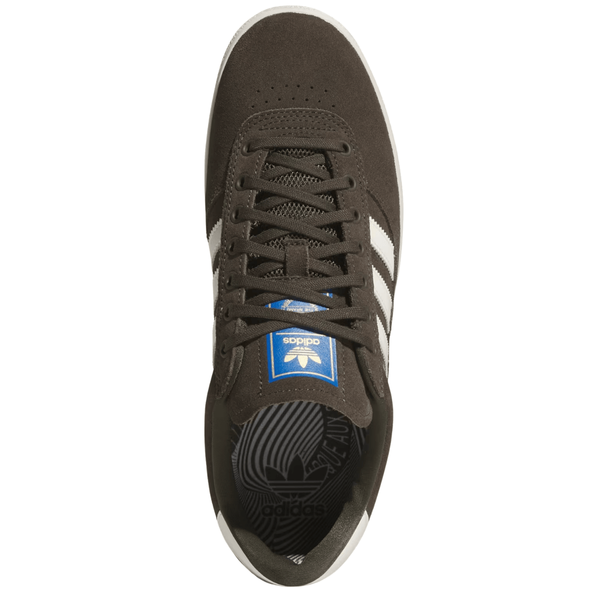 Adidas Skateboarding Puig indoor skate shoes in shadow olive and off white with durable design and skate-ready features.