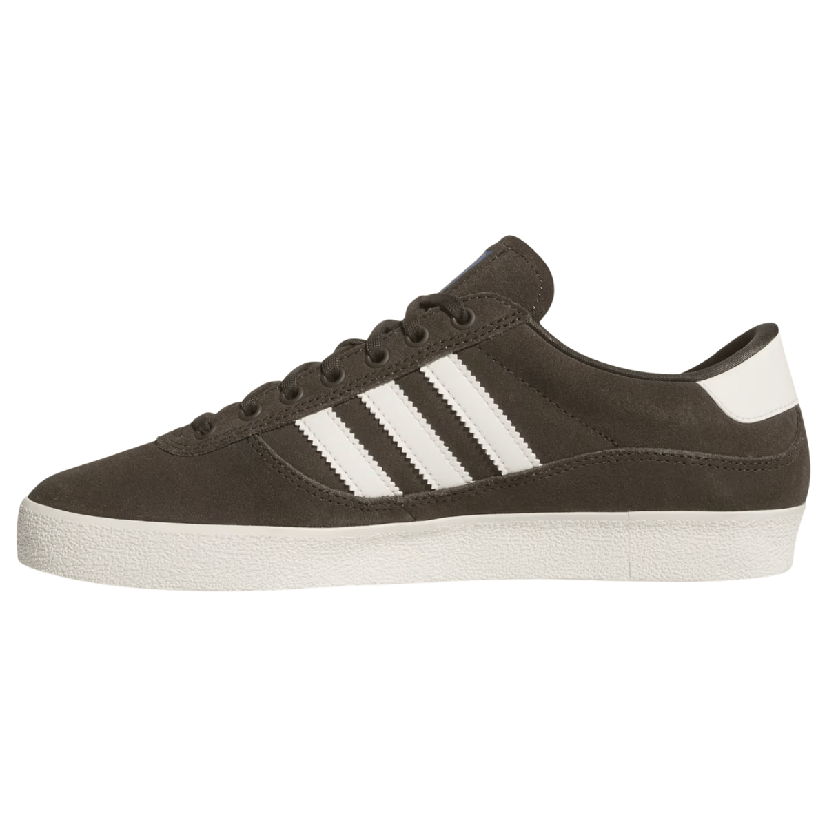 Adidas Skateboarding Puig indoor skate shoes in shadow olive and off white, featuring a sleek design and durable construction.