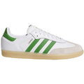 Adidas Skateboarding Samba ADV skate shoes in cloud white and crew green, featuring durable materials and classic design.