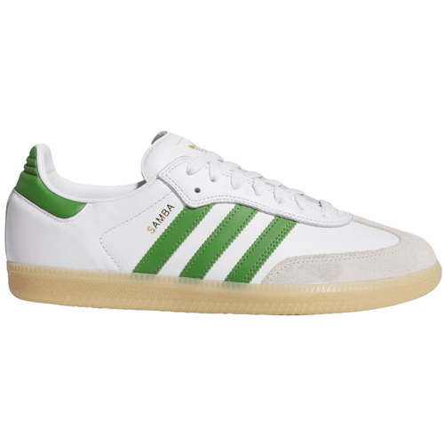 Adidas Skateboarding Samba ADV skate shoes in cloud white and crew green, featuring durable materials and classic design.