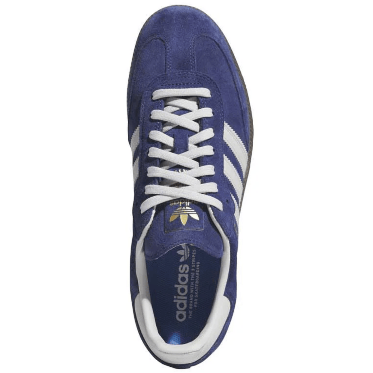 Adidas Skateboarding Samba ADV skate shoes in dark blue and grey, featuring durable design and skate-ready comfort.