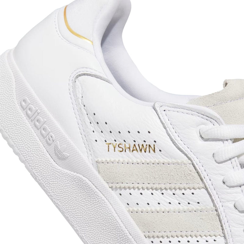 Adidas Tyshawn Low Leather Skate Shoes | Cloud White & Metallic - The Vines Supply Co