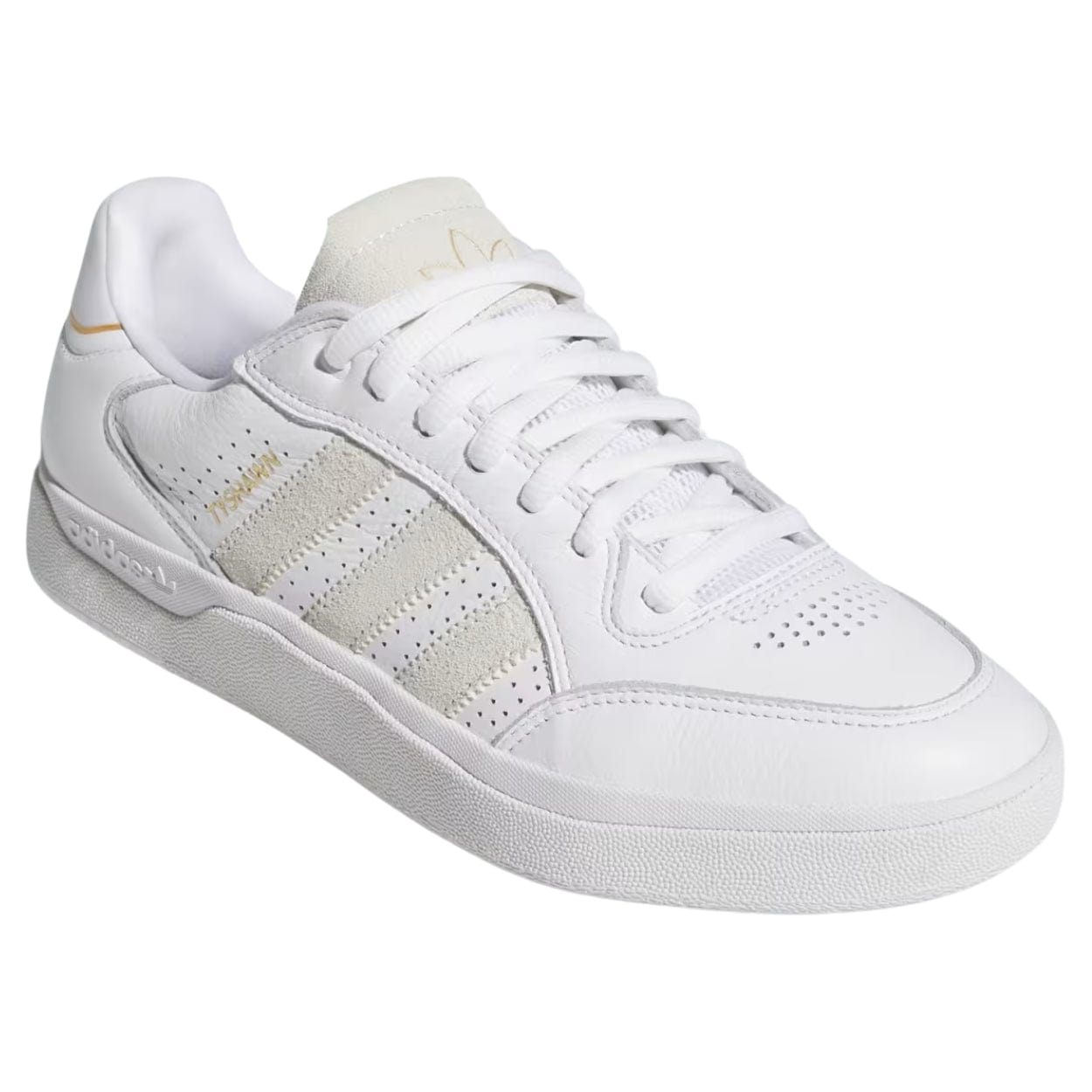 Adidas Tyshawn Low Leather Skate Shoes | Cloud White & Metallic - The Vines Supply Co