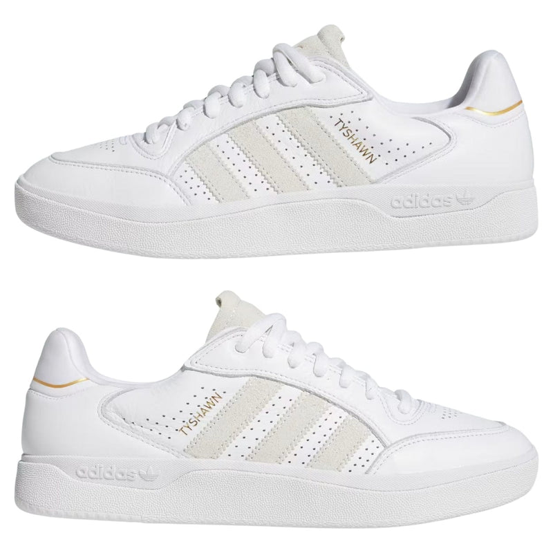 Adidas Tyshawn Low Leather Skate Shoes | Cloud White & Metallic - The Vines Supply Co