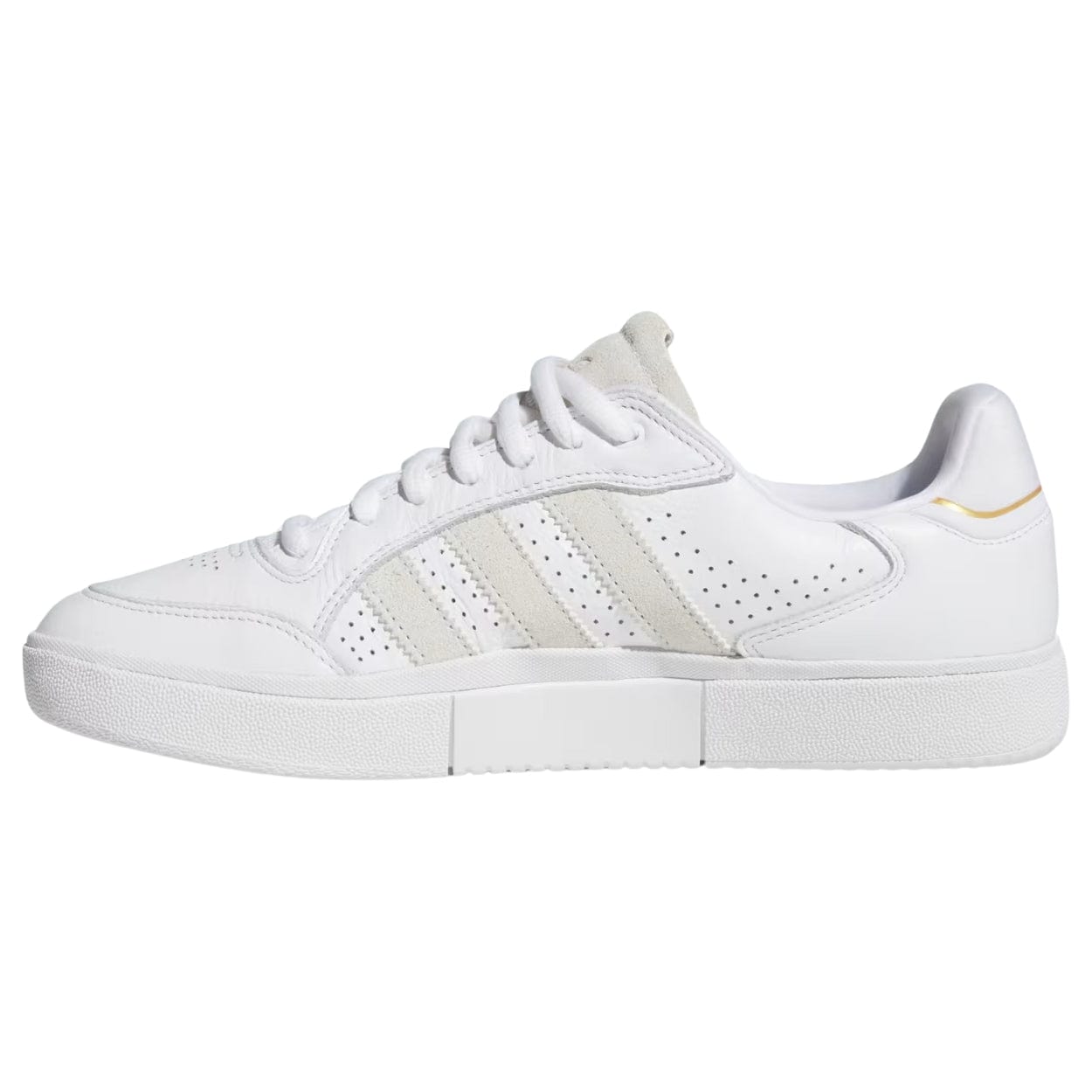 Adidas Tyshawn Low Leather Skate Shoes | Cloud White & Metallic - The Vines Supply Co