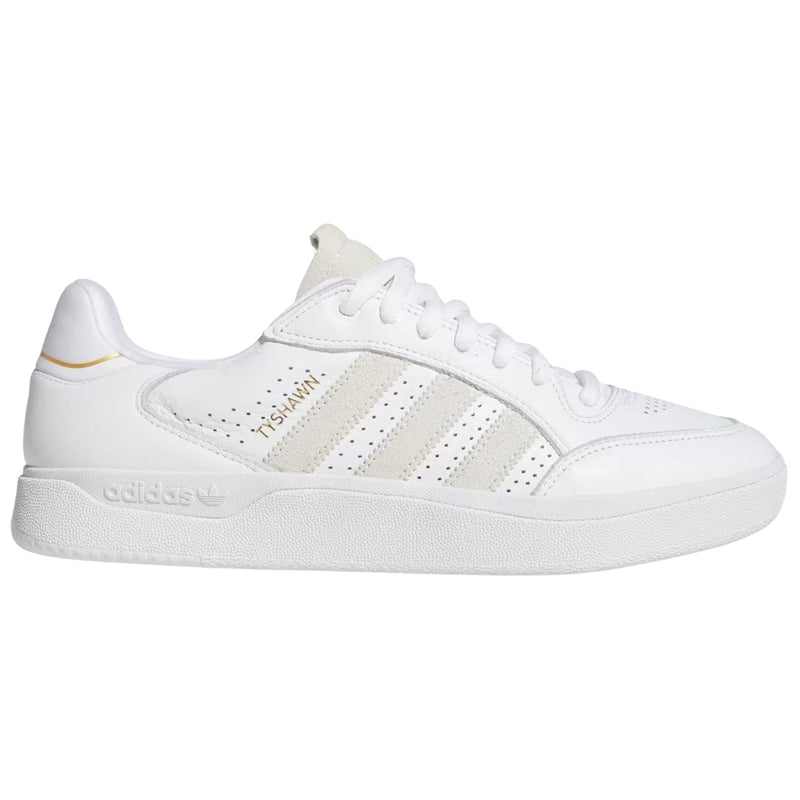 Adidas Tyshawn Low Leather Skate Shoes | Cloud White & Metallic - The Vines Supply Co
