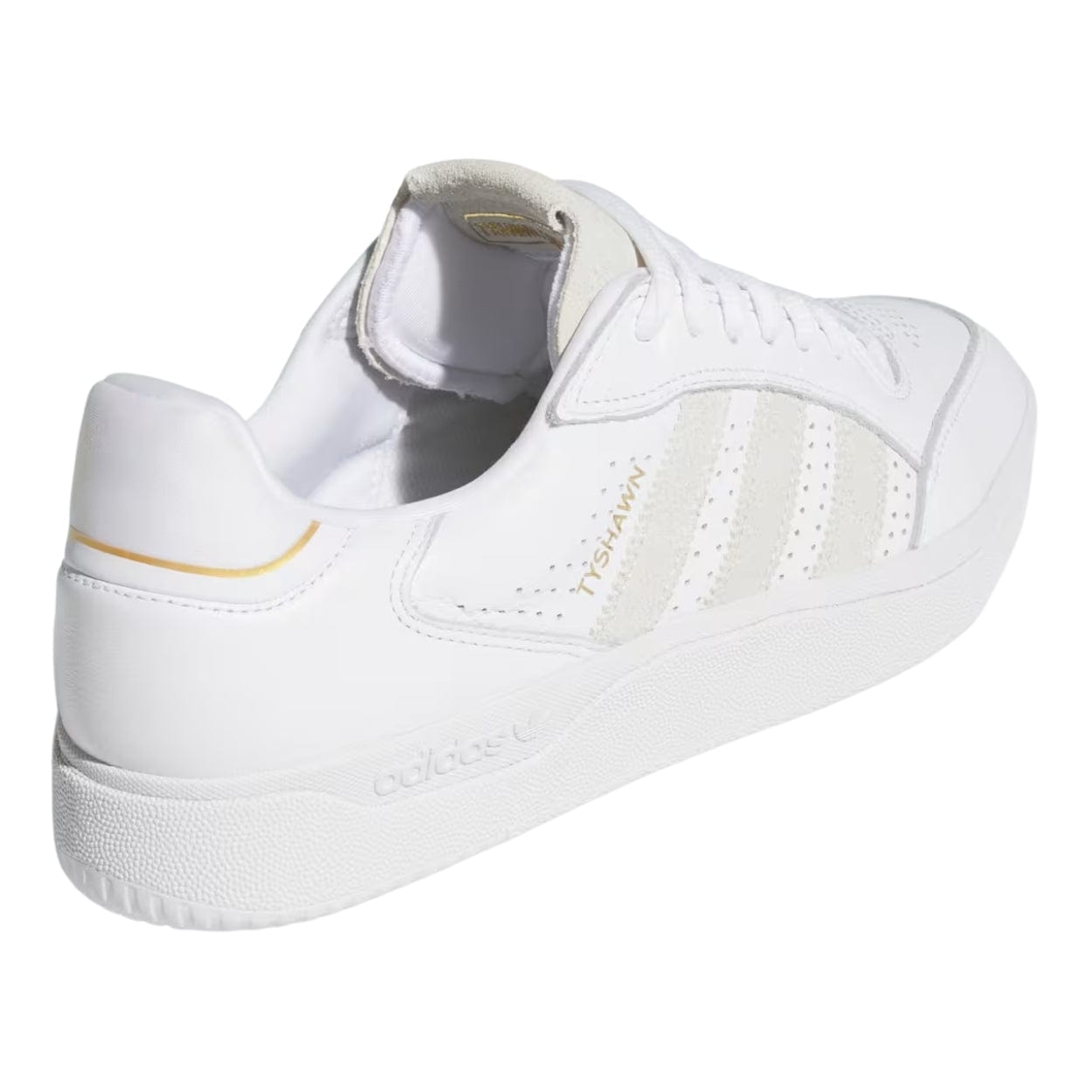 Adidas Tyshawn Low Leather Skate Shoes | Cloud White & Metallic - The Vines Supply Co
