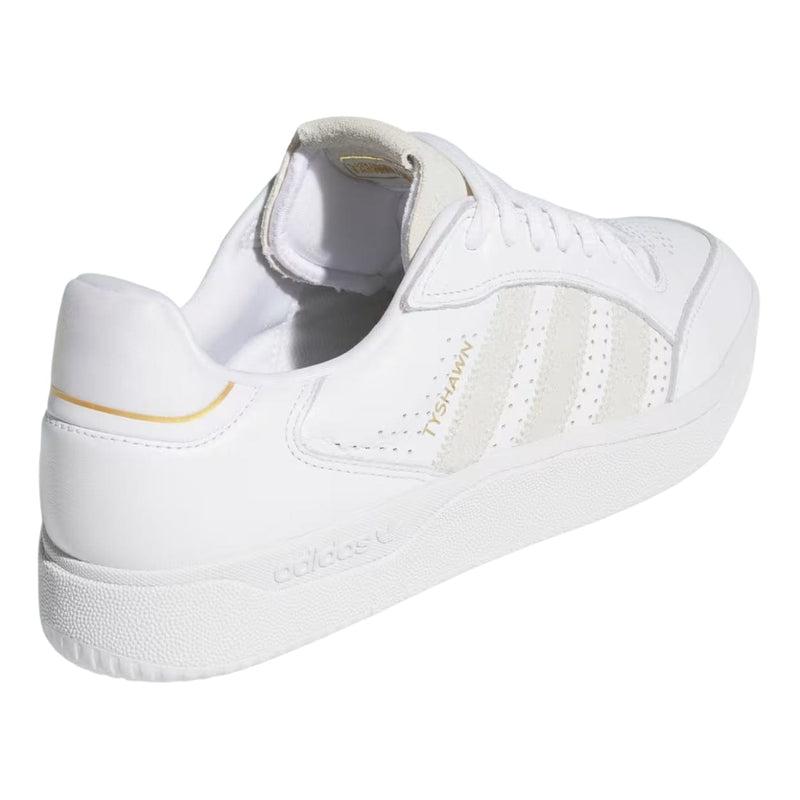 Adidas Tyshawn Low Leather Skate Shoes | Cloud White & Metallic - The Vines Supply Co