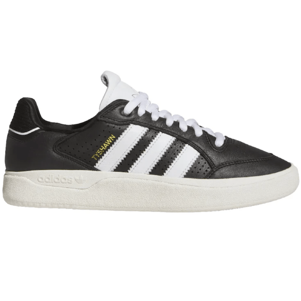Adidas Tyshawn Low Leather Skate Shoes | Core Black & Chalk White - The Vines Supply Co