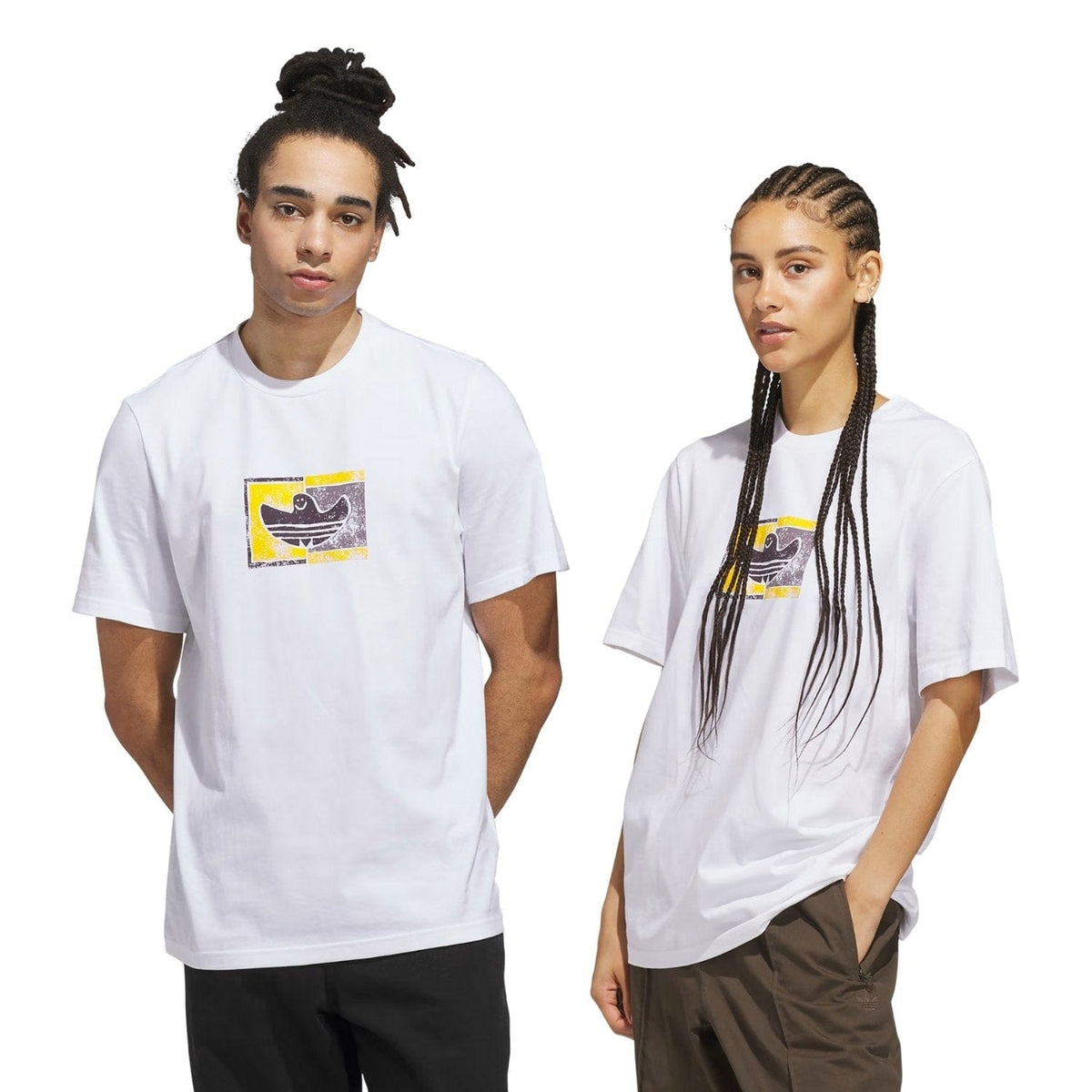 White Adidas Skateboarding Shmoohaus T-Shirt with graphic design, casual fit, made for skateboarding and everyday wear.