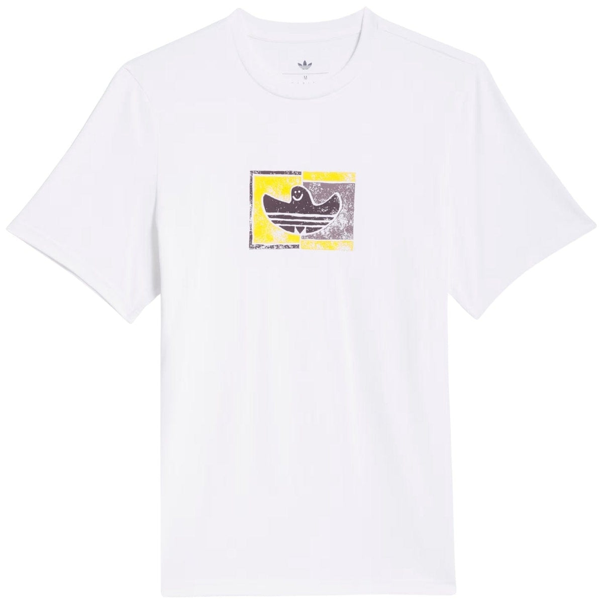 White Adidas Skateboarding Shmoohaus T-Shirt with graphic design, casual fit, and soft fabric, ideal for skateboarding and everyday wear.