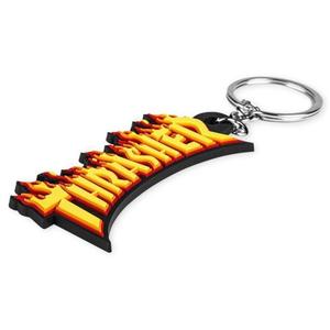 Thrasher Flame Logo Keychain | Black / Yellow