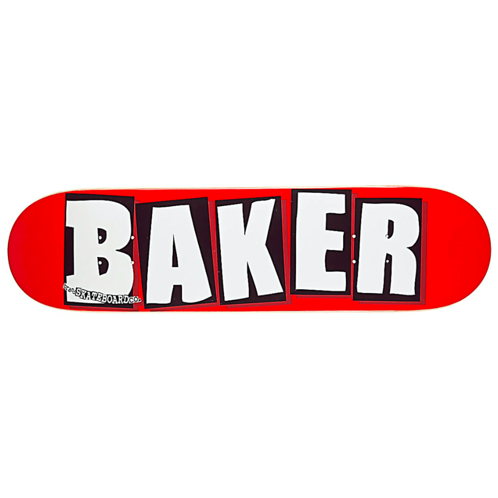 Baker Brand logo white skateboard deck showcasing the deck's design and graphic details for skateboarding enthusiasts.