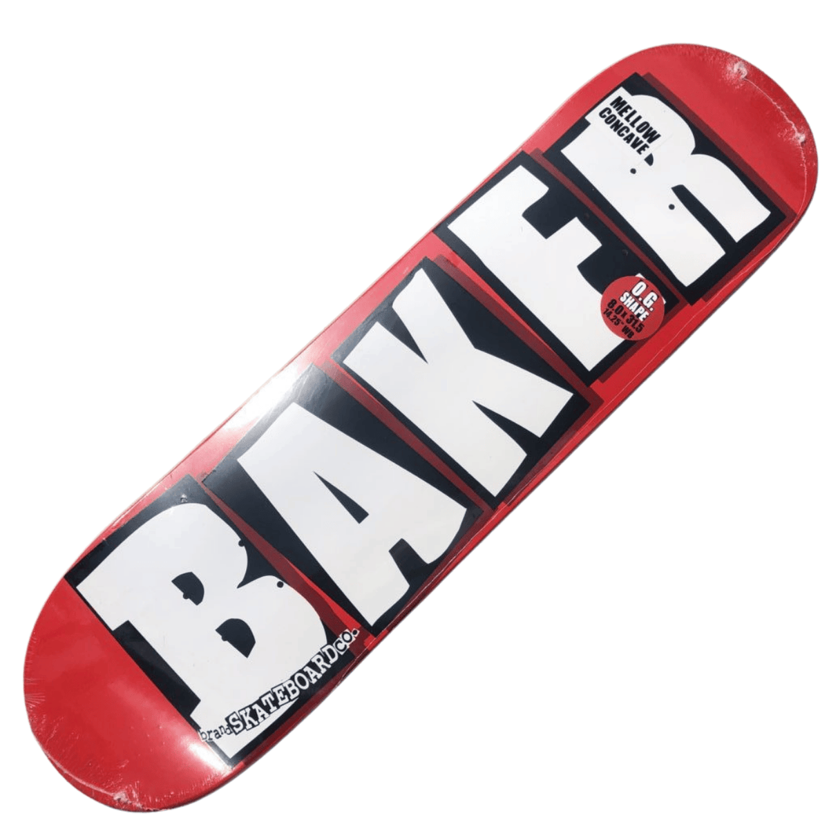White Baker skateboard deck featuring the Baker brand logo, showcasing a sleek design suitable for skateboarding enthusiasts.