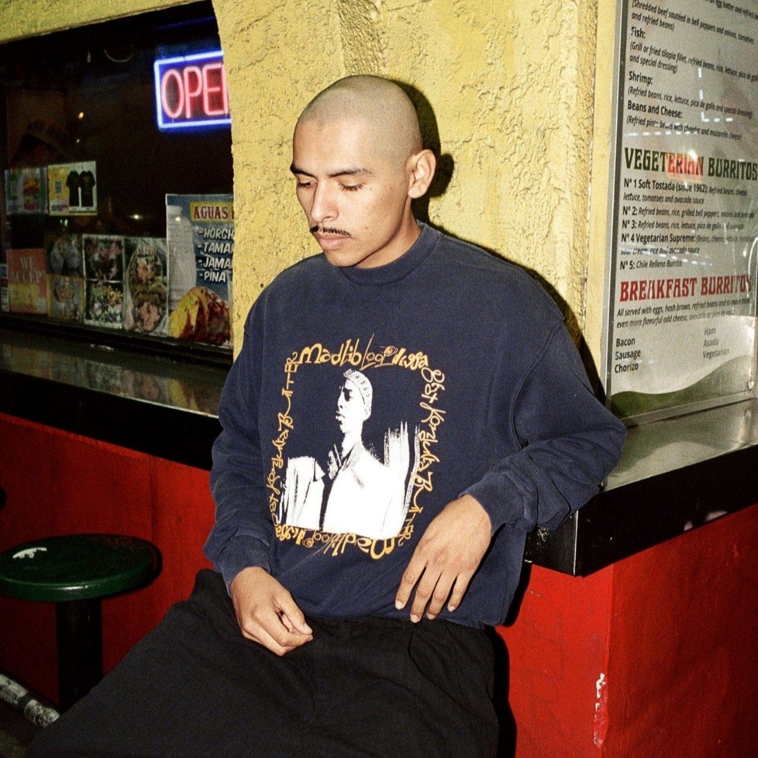 Butter Goods x Madlib 'Loop Digga' Crewneck | Washed Navy