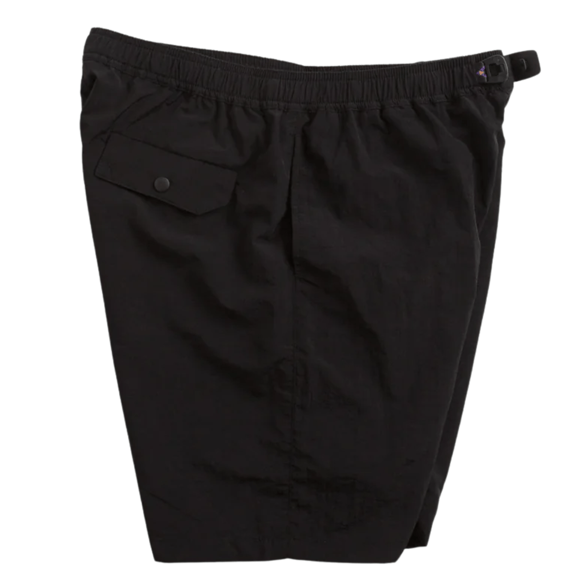 Black Butter Goods Equipment Shorts shown with front and side views, featuring a casual fit and athletic style.