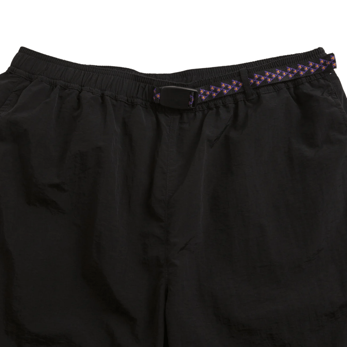 Black Butter Goods Equipment Shorts displayed flat, showing the casual style and durable fabric of these skate-inspired shorts.