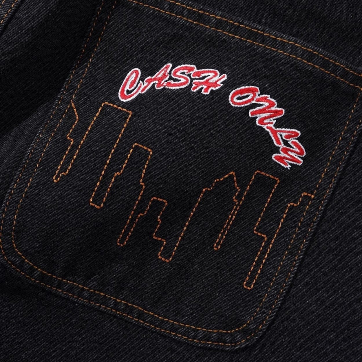 Cash Only Logo Baggy Jeans | Washed Black - The Vines Supply Co