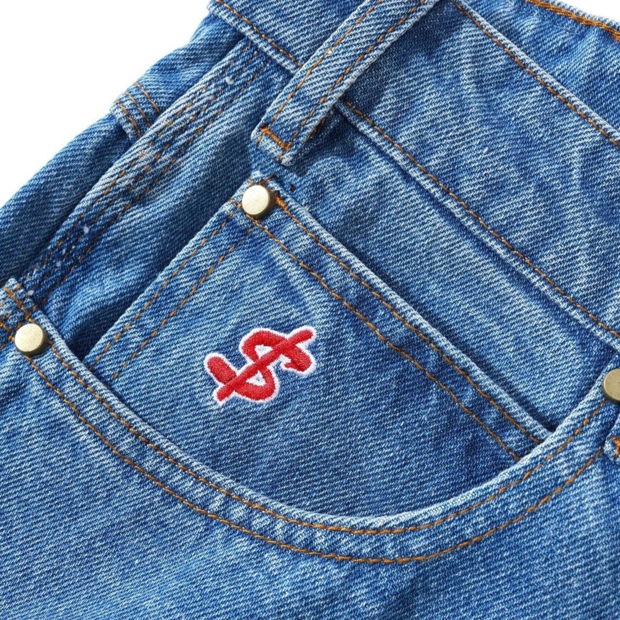 Cash Only Logo Baggy Jeans | Washed Indigo - The Vines Supply Co
