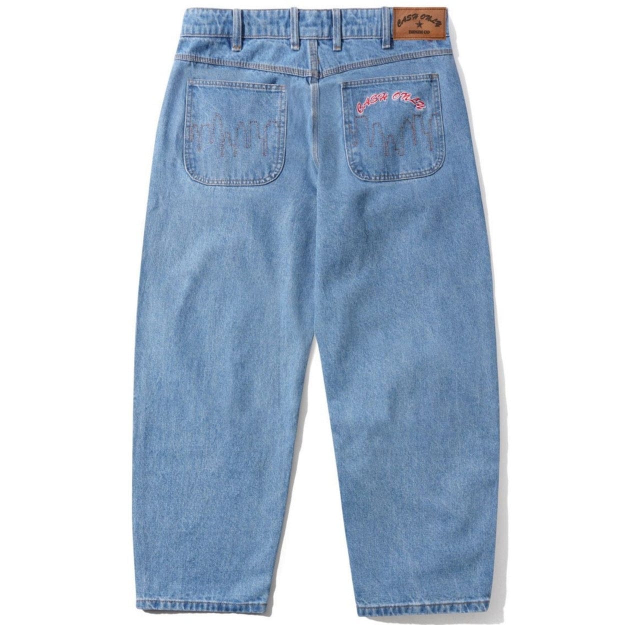 Cash Only Logo Baggy Jeans | Washed Indigo - The Vines Supply Co